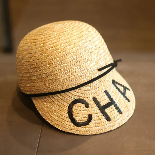 Letter Straw Baseball Cap - Adjustable