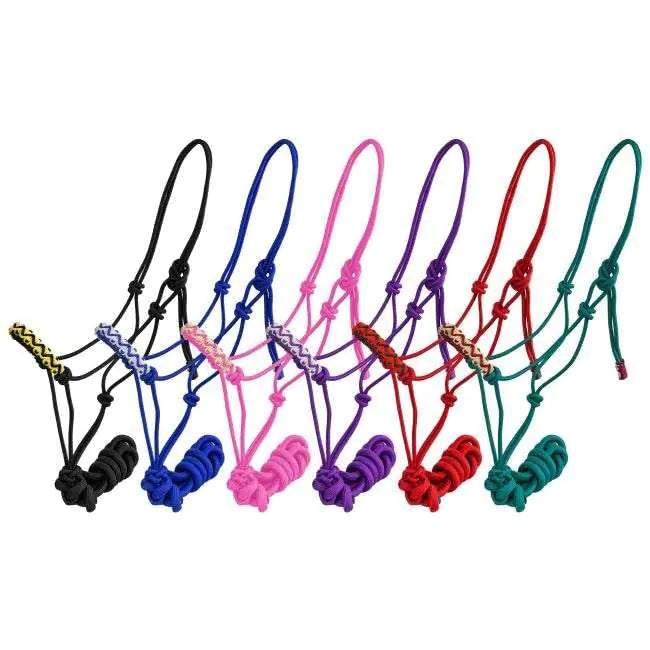 EU Equestrian Braided Nylon Rope Halter - Purple