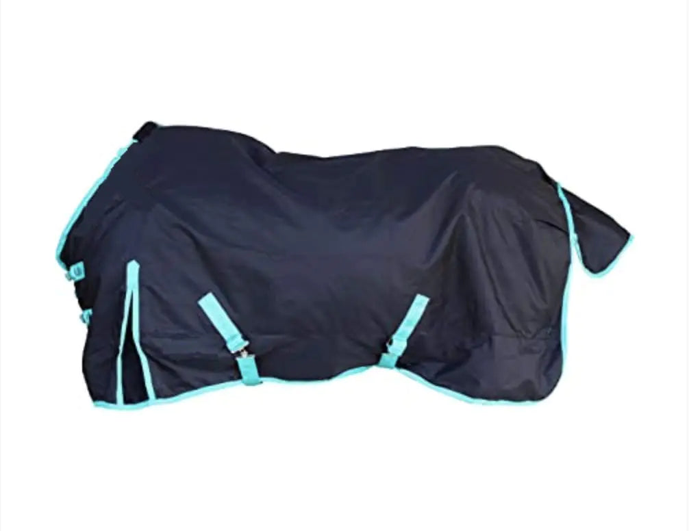 Tech Equestrian 1200D Waterproof Rain Sheet - Black-Turquoise, 72