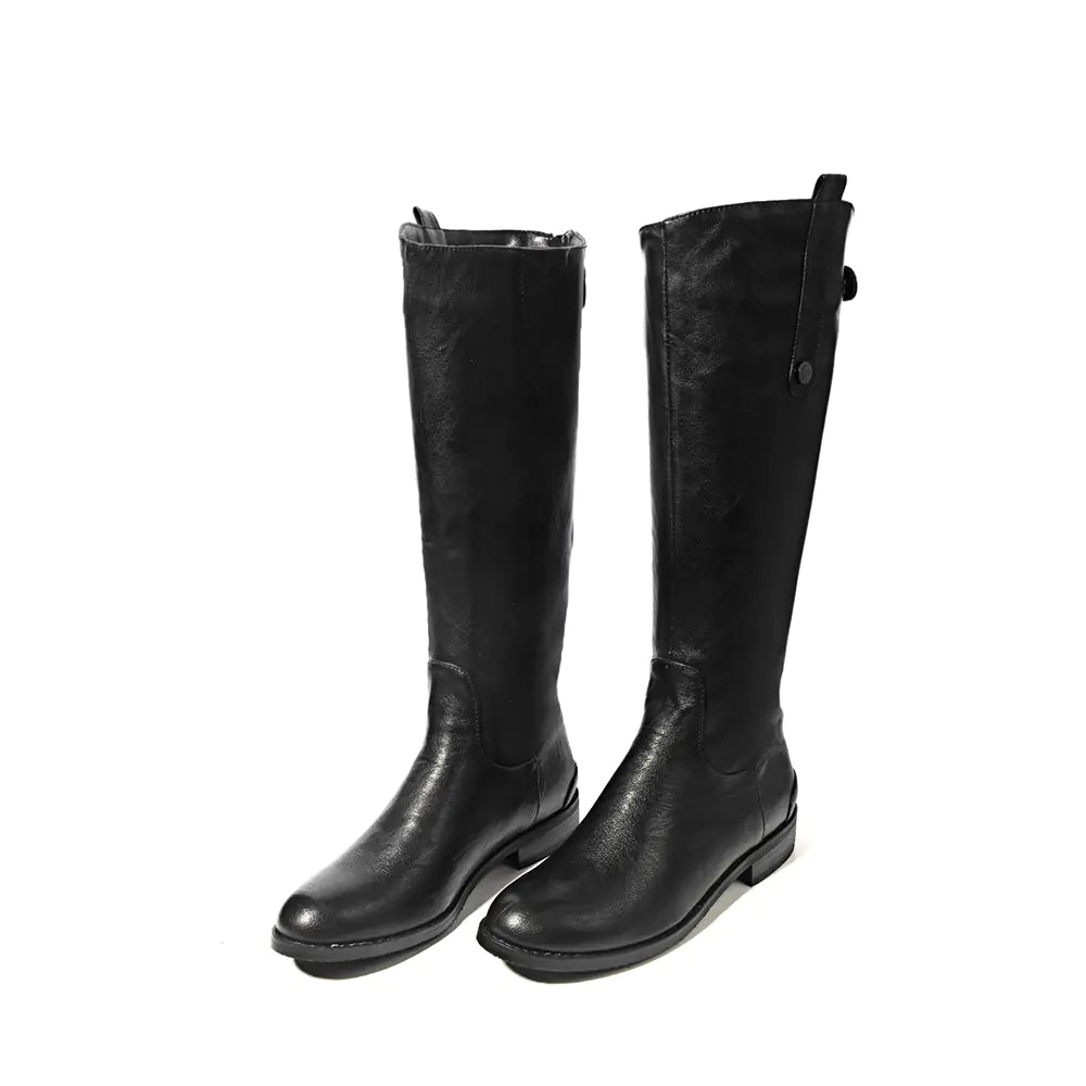Contrast Trim Equestrian Riding Boots - BlackWhite, 34 - view 6