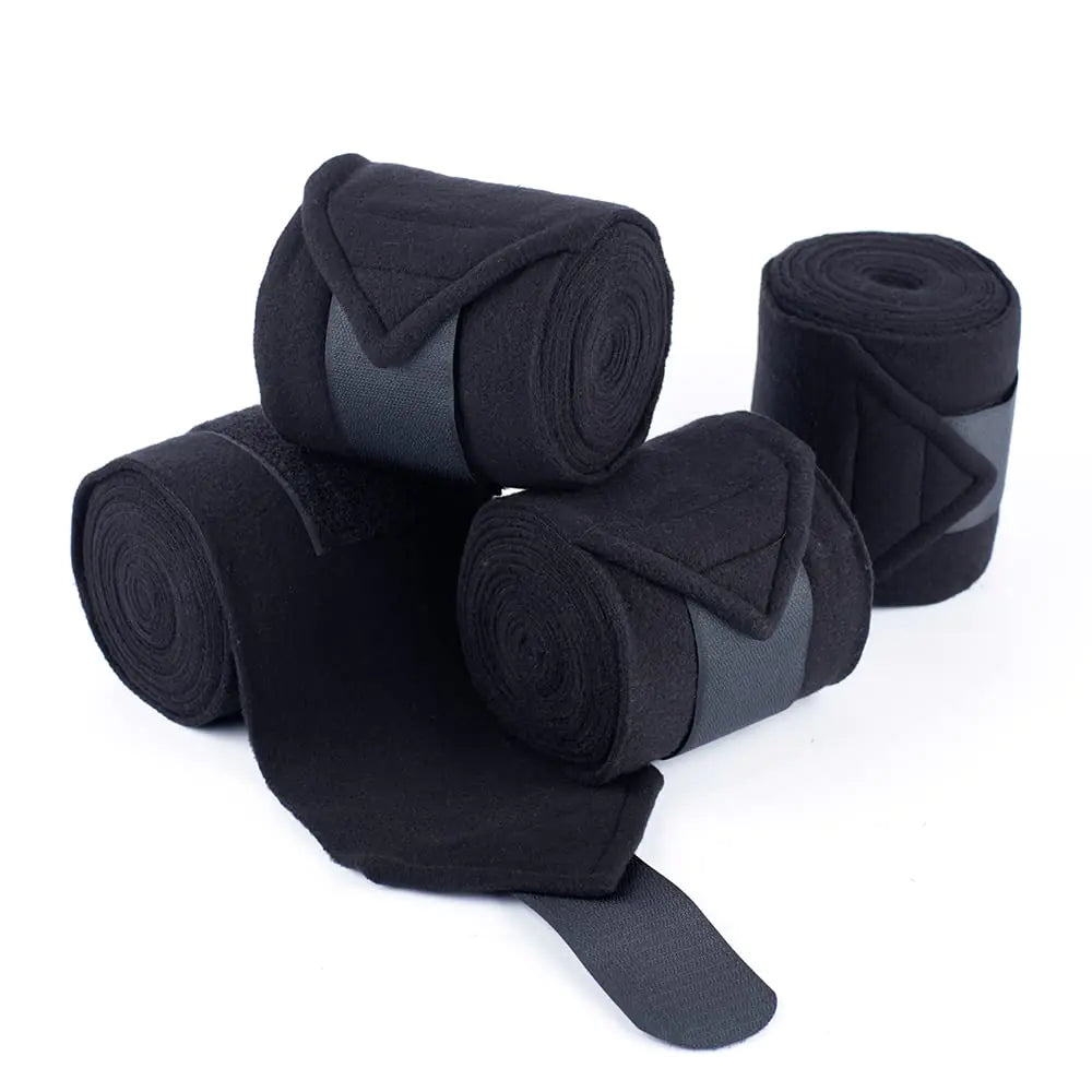 Y. J. TAILS Fleece Polo Wraps, Set of 4 - Black