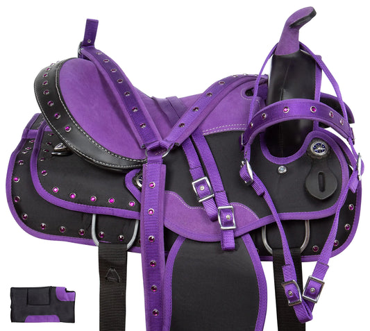 Acerugs Synthetic Cordura Western Saddle Set - Purple, 17"