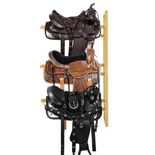 GOLASON 3-Tier Wall-Mounted Saddle Rack - Gold