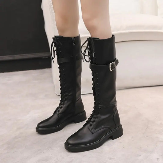 Knee-High Equestrian Riding Boots - Black, 37